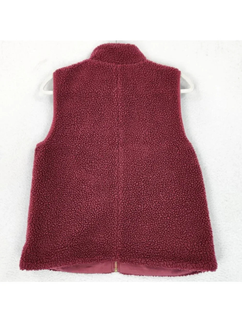 J Crew Vest Womens Small Red Sherpa Fleece Mercantile Full Zip Pockets Casual